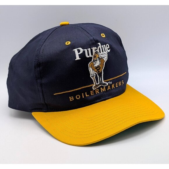 Vintage PURDUE BOILERMAKERS Snapback Hat Cap Twins Enterprise VTG Indiana Mascot